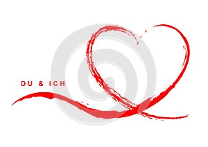 Greeting card with hand drawn red heart Ã¢â¬â DU & ICH photo